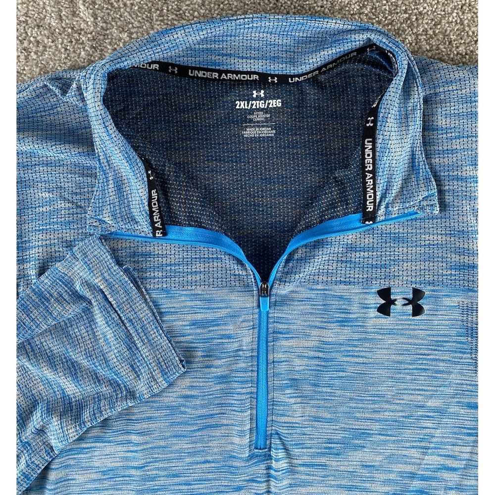Under Fitted Coupe 1/4 Zip Blue Color Rush Jacket Men 2XL Performance Gym Active